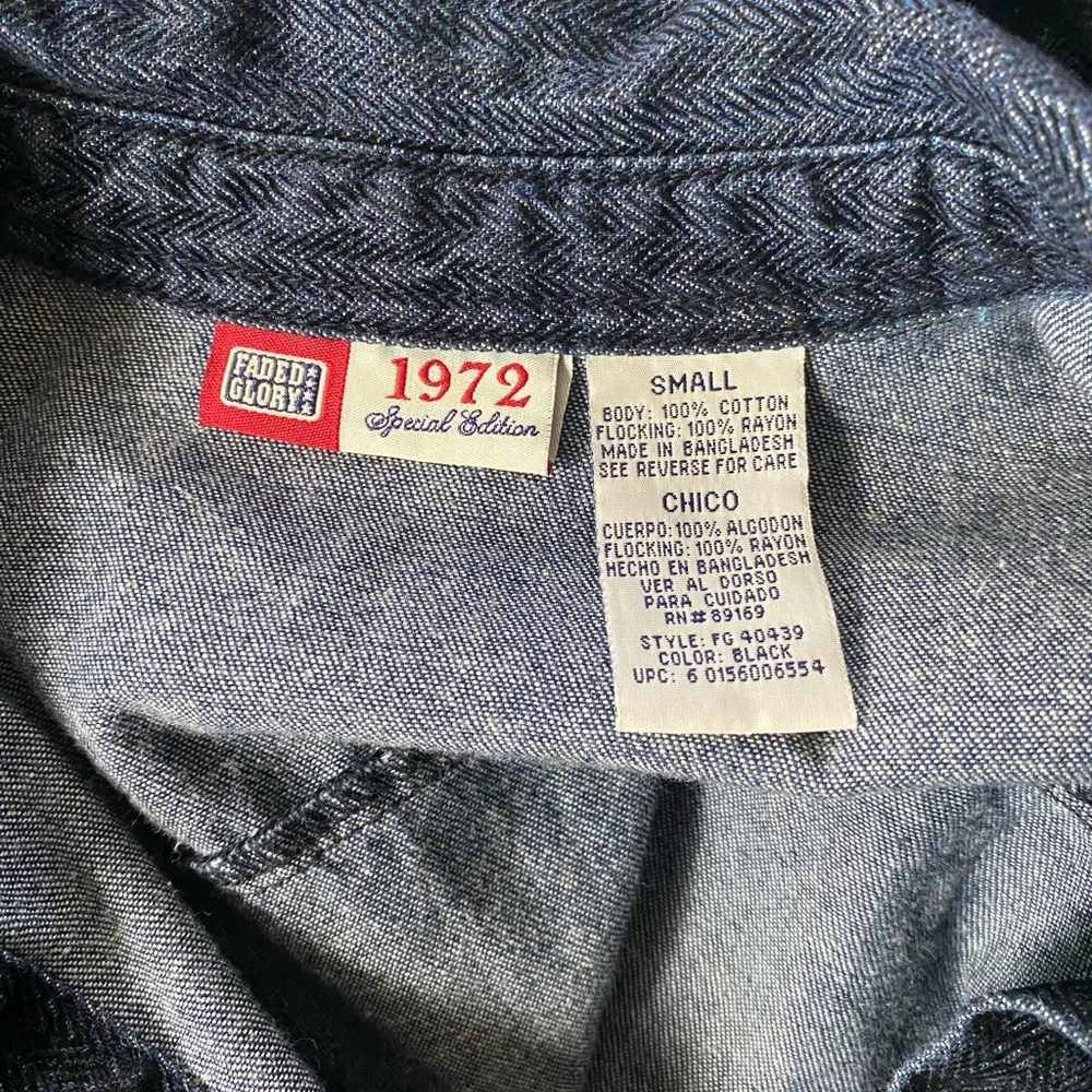 Y2K Faded Glory Button Front Shirt Dress Brushed Denim Dark Indigo Small - Picture 5 of 5